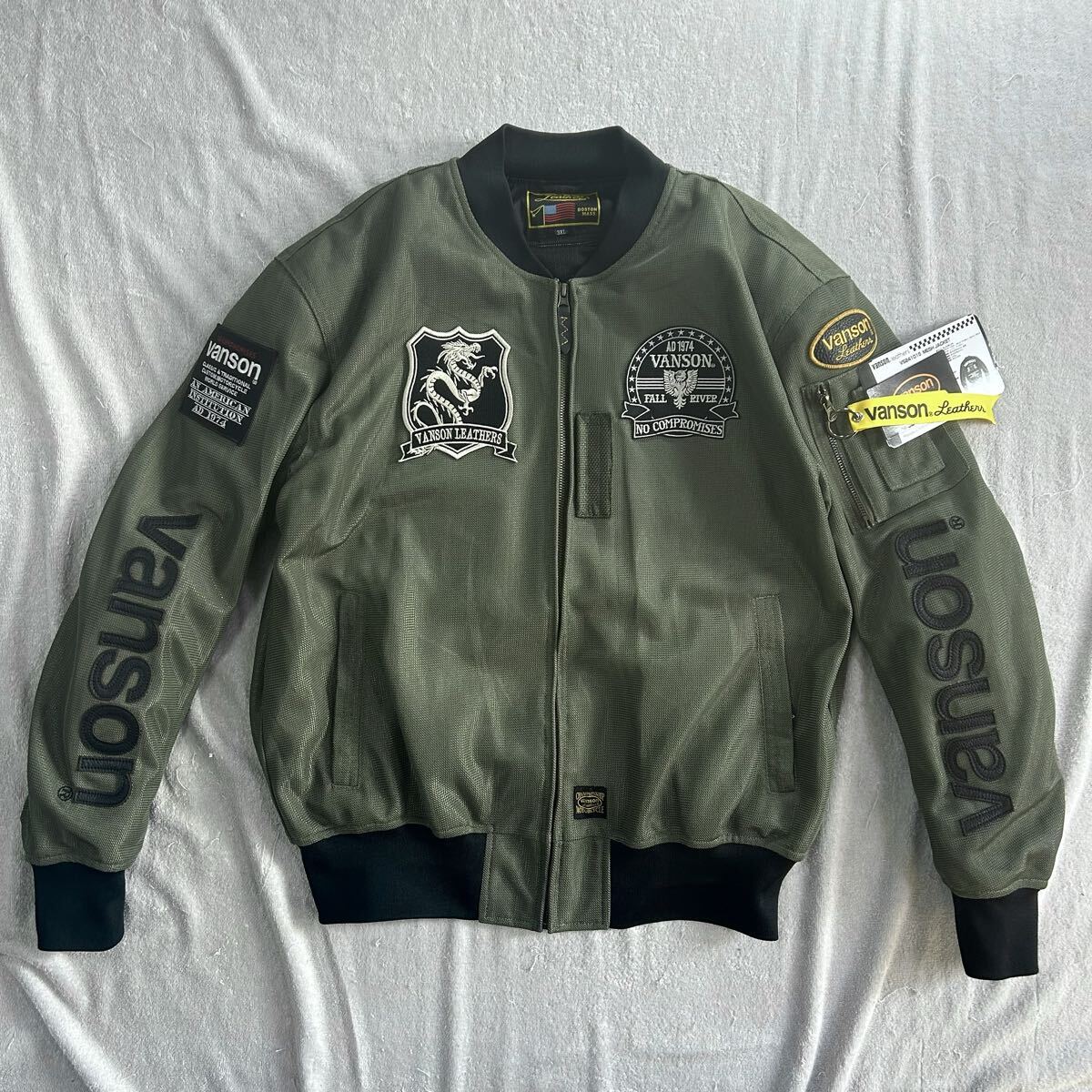 ★旧品番処分 VANSON VS24101S KH/BK 3XLサイズ バンソン MA-1 ジャケット 防風インナー付き 3シーズン対応 定価34980円 A71030-9_画像2