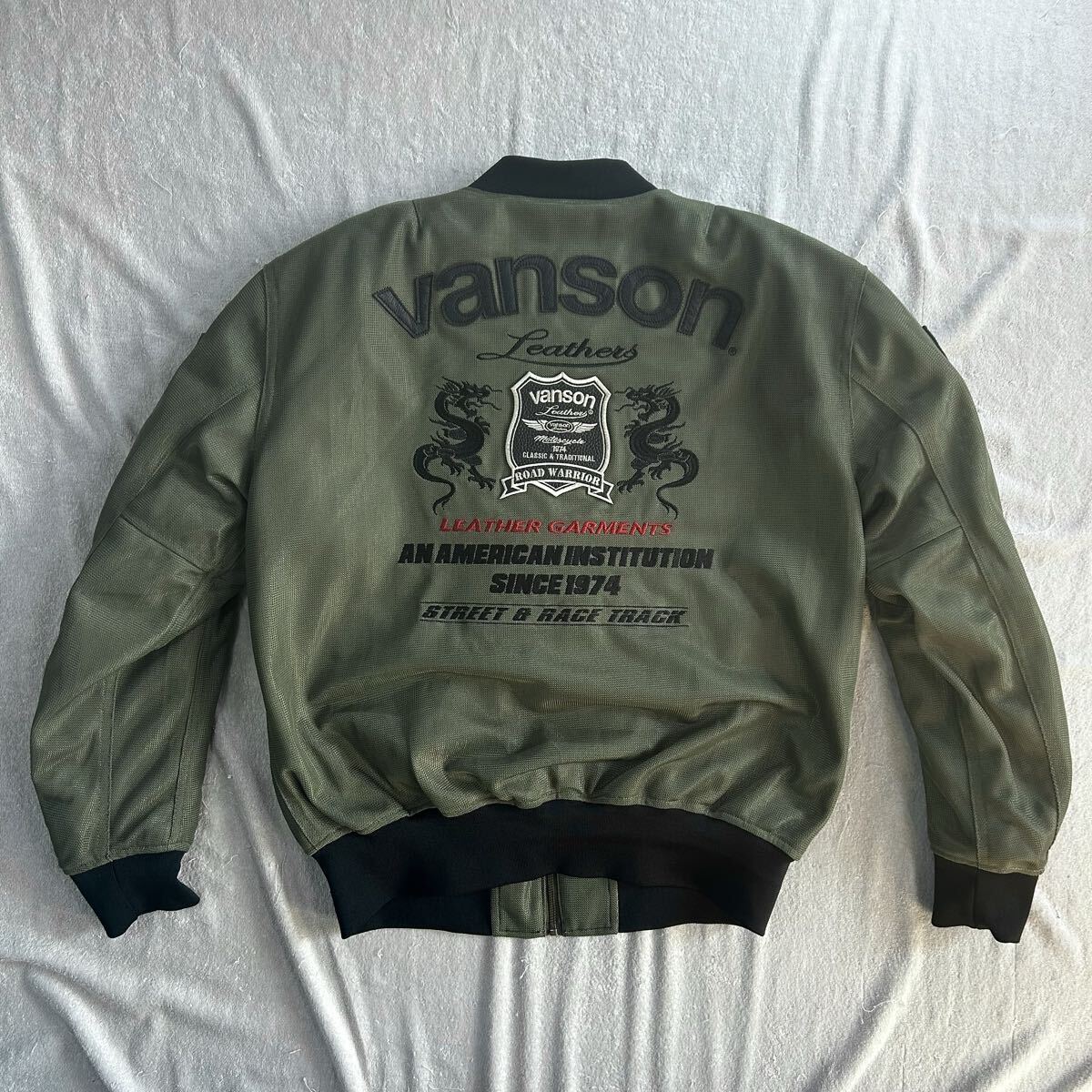 ★旧品番処分 VANSON VS24101S KH/BK 3XLサイズ バンソン MA-1 ジャケット 防風インナー付き 3シーズン対応 定価34980円 A71030-9_画像6