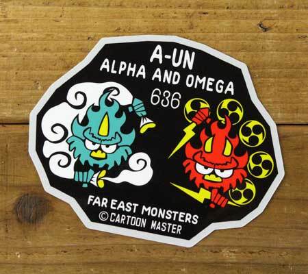 FAR EAST MONSTERS ステッカー おしゃれ 車 アウトドア おしゃれ かっこいい かわいい 幸運 お守り 阿吽シリーズ 風神 雷神 サイズL_画像2
