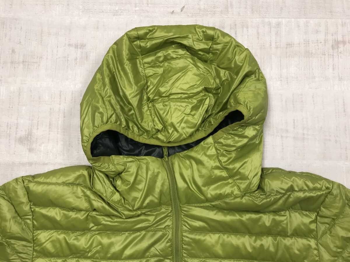ユニクロ UNIQLO アメカジ アウトドア レジャー ジップアップ ウルトラライトダウン パーカー ジャケット メンズ ダウン90% L 黄緑_画像3