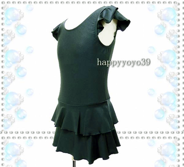 激安■1６0(170)黒 VN肩フリル Ａライン　黒スクール水着スカートタイプ ワンピース新品 女子　学校プール授業 スイミング k_画像7