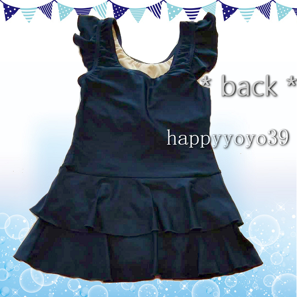 激安■1６0(170)黒 VN肩フリル Ａライン　黒スクール水着スカートタイプ ワンピース新品 女子　学校プール授業 スイミング k_画像4