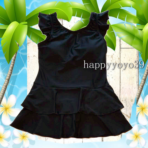 激安■1６0(170)黒 VN肩フリル Ａライン　黒スクール水着スカートタイプ ワンピース新品 女子　学校プール授業 スイミング k_画像8