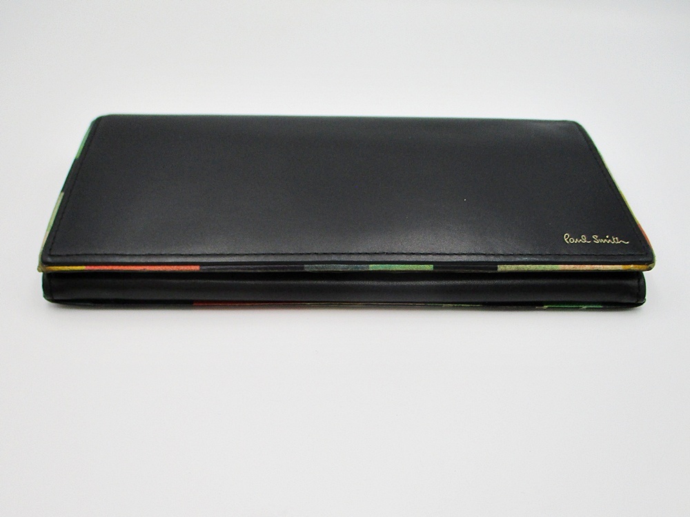 B25-2357 Paul Smith ポールスミス 二つ折り長財布 ロングウォレット ブラック メンズ ブランド 中古_画像4