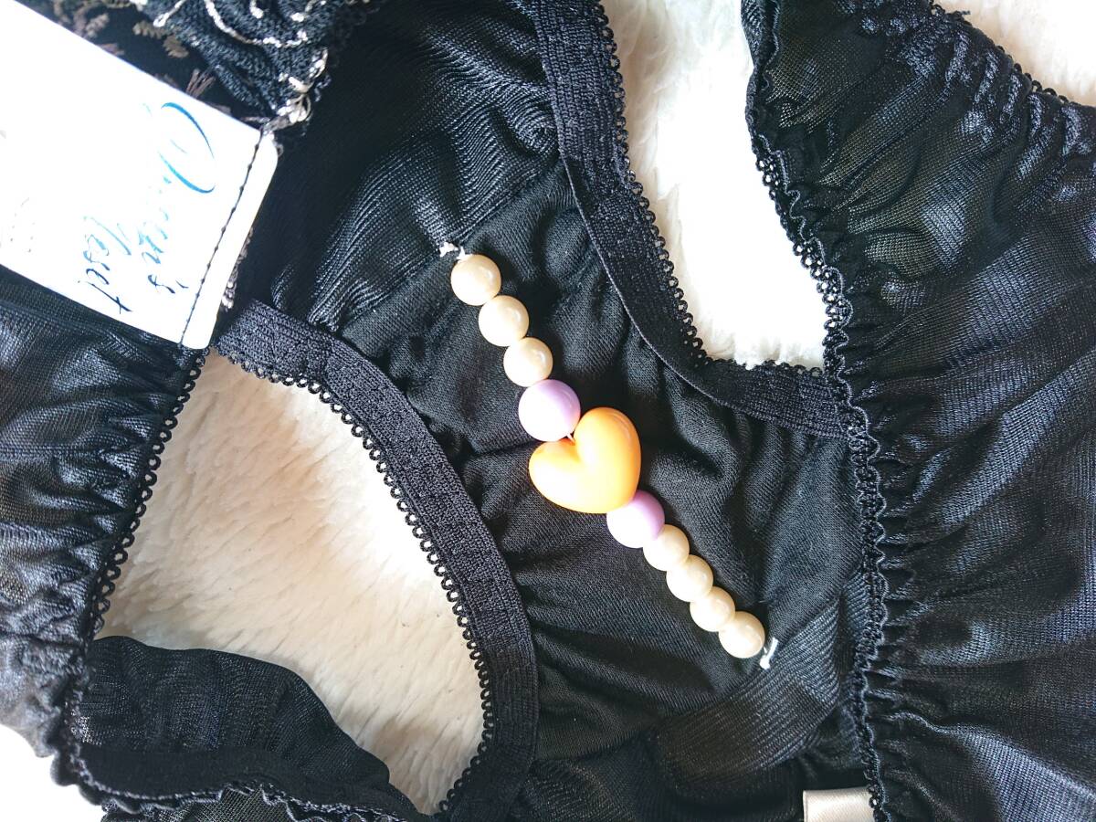 ★sweet★sizeＬ，,刺激、セクシーランジェリー。シークレットパール。ショーツ。黒。アダルト、秘密のパンティ。橙ハート_画像2