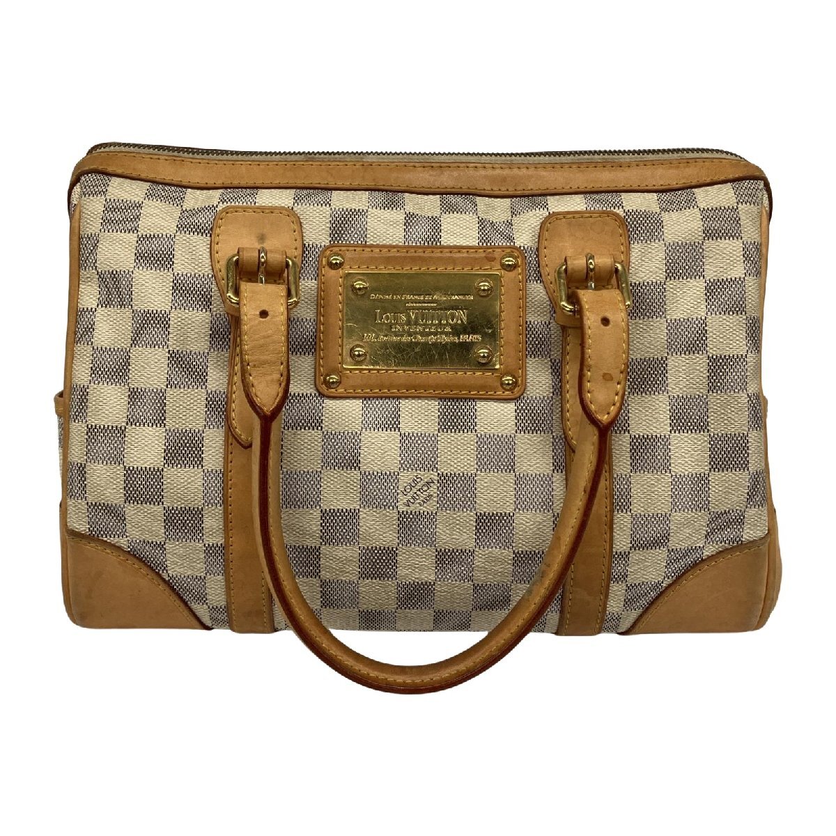△△ LOUIS VUITTON ルイヴィトン ミニボストンバッグ ダミエ アズール バークレー N52001 グレー×ホワイト 傷や汚れあり_画像1