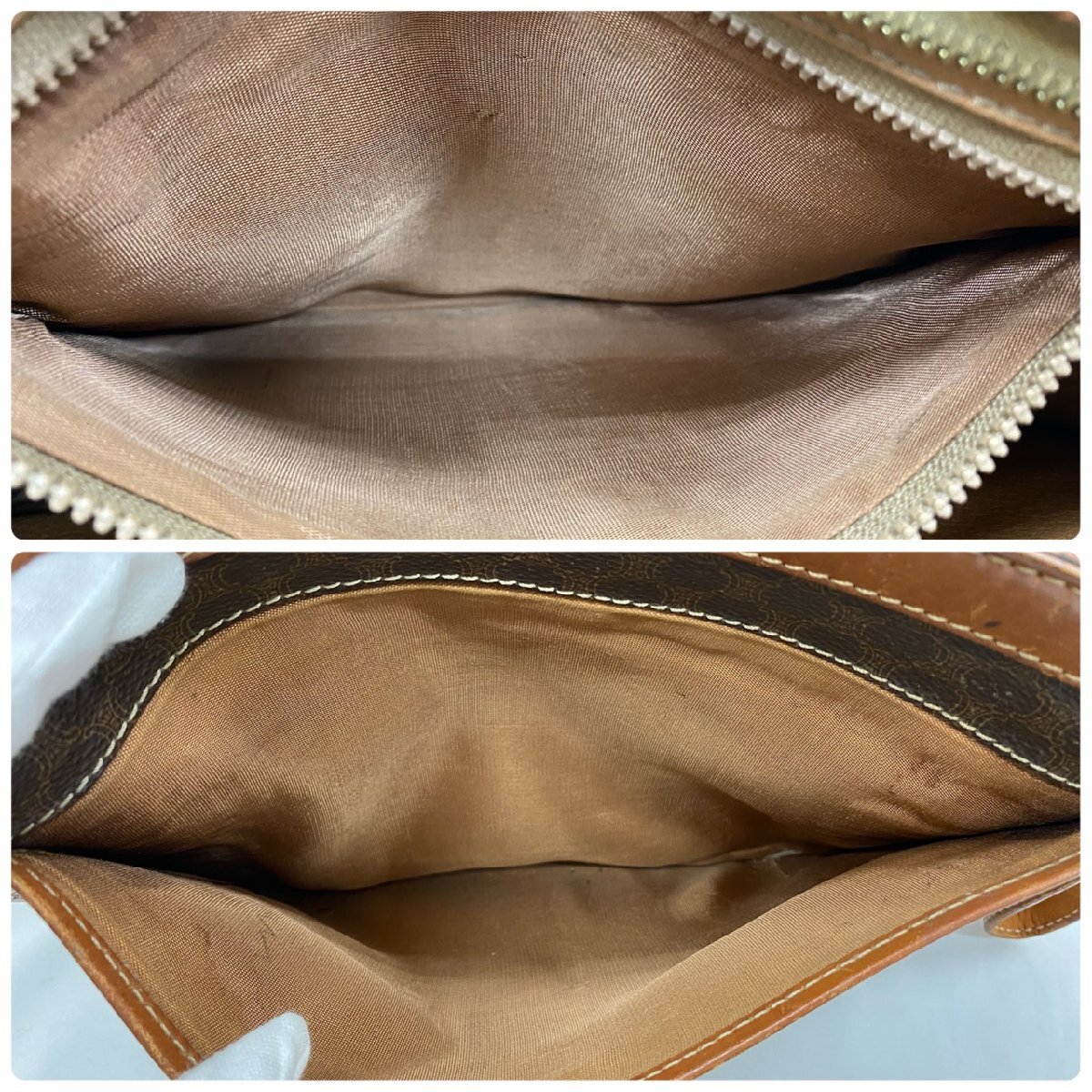 ◇◇CELINE セリーヌ マカダム柄 セカンドバッグ クラッチバッグ DM93 PVC×レザー ブラウン系 ゴールド金具◇◇_画像6