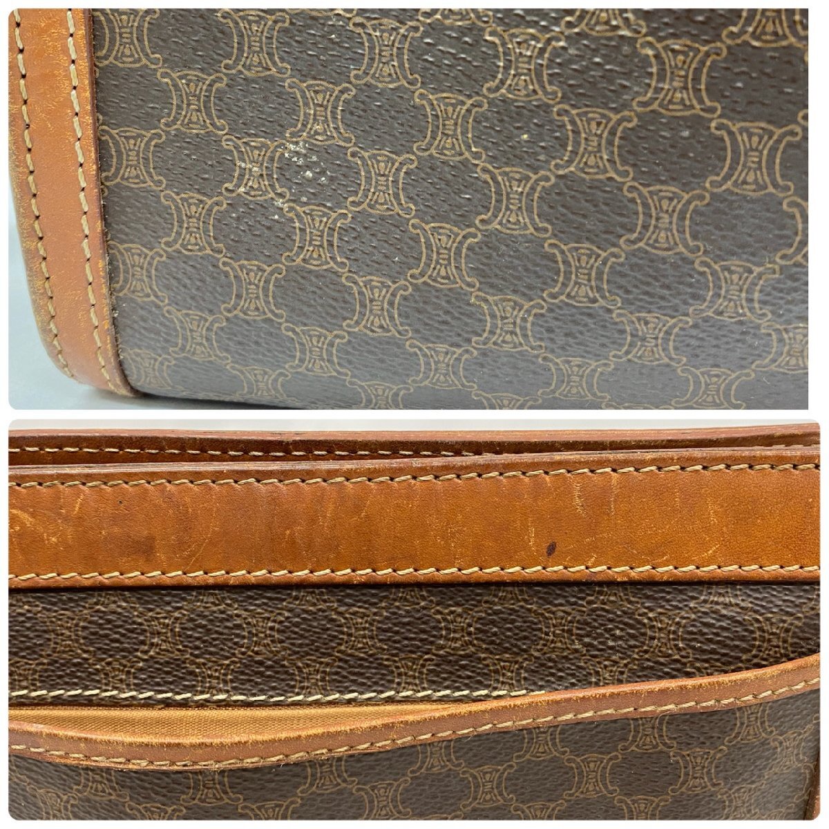 ◇◇CELINE セリーヌ マカダム柄 セカンドバッグ クラッチバッグ DM93 PVC×レザー ブラウン系 ゴールド金具◇◇_画像10