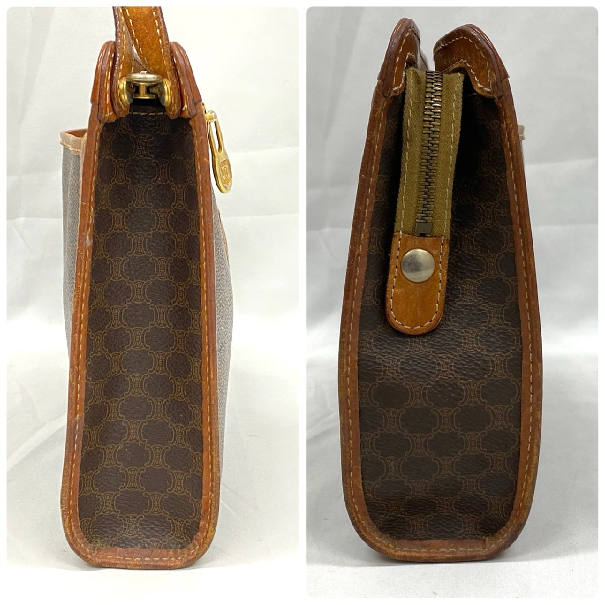 ◇◇CELINE セリーヌ マカダム柄 セカンドバッグ クラッチバッグ DM93 PVC×レザー ブラウン系 ゴールド金具◇◇_画像4