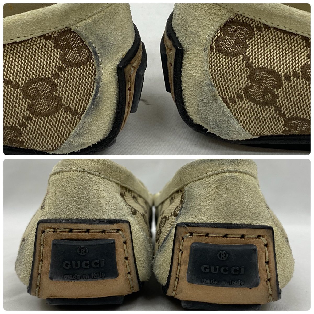 ◇◇ GUCCI グッチ GGキャンバス ドライビングシューズ 靴 サイズ38 24~24.5㎝ ベージュ系 箱・保存袋付き ◇◇S7797_画像6