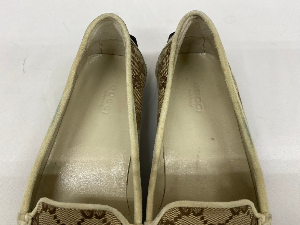 ◇◇ GUCCI グッチ GGキャンバス ドライビングシューズ 靴 サイズ38 24~24.5㎝ ベージュ系 箱・保存袋付き ◇◇S7797_画像5