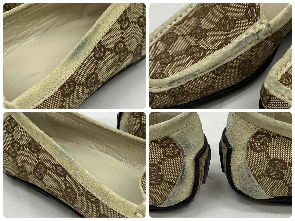◇◇ GUCCI グッチ GGキャンバス ドライビングシューズ 靴 サイズ38 24~24.5㎝ ベージュ系 箱・保存袋付き ◇◇S7797_画像8