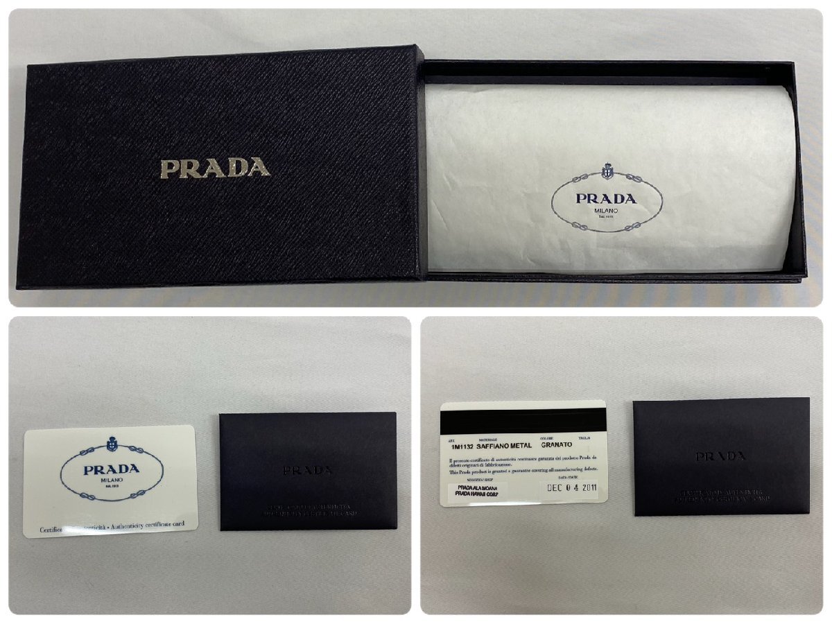 ◇◇ PRADA プラダ サフィアーノ GRANTO レザー 長財布 二つ折り ワインレッド Wホック 小銭入れファスナー レディース 箱 ◇◇_画像9
