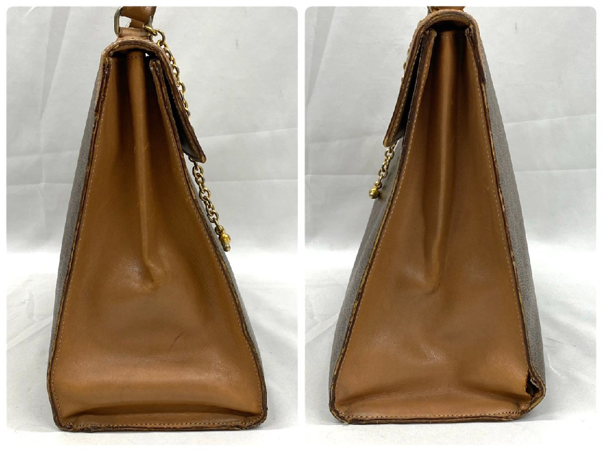 ◇◇ CELINE セリーヌ マカダム柄 ハンドバッグ M14 ゴールド金具 レザー×PVC ブラウン系 ◇◇_画像4