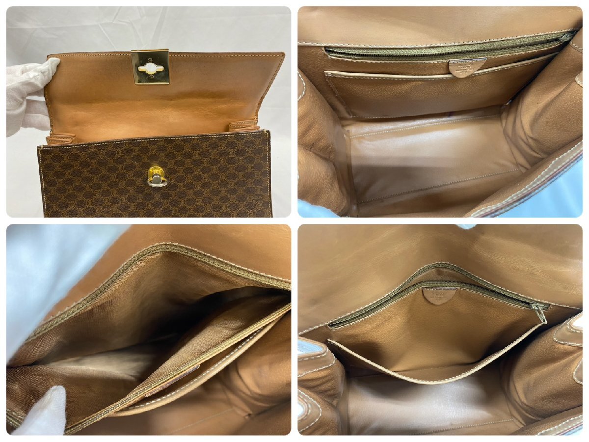 ◇◇ CELINE セリーヌ マカダム柄 ハンドバッグ M14 ゴールド金具 レザー×PVC ブラウン系 ◇◇_画像8