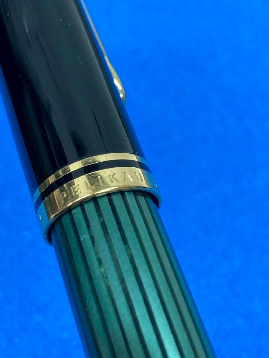 ◎PELIKAN ペリカン SOUVERAN スーベレーン GERMANY/ドイツ製 万年筆 グリーンストライプ ヴィンテージ 14C 刻印585 インクあり ③◎_画像5