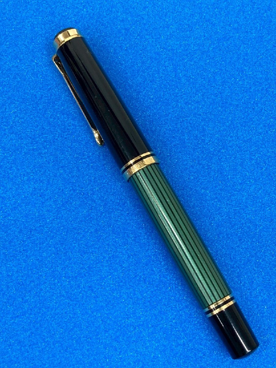 ◎PELIKAN ペリカン SOUVERAN スーベレーン GERMANY/ドイツ製 万年筆 グリーンストライプ ヴィンテージ 14C 刻印585 インクあり ③◎_画像4