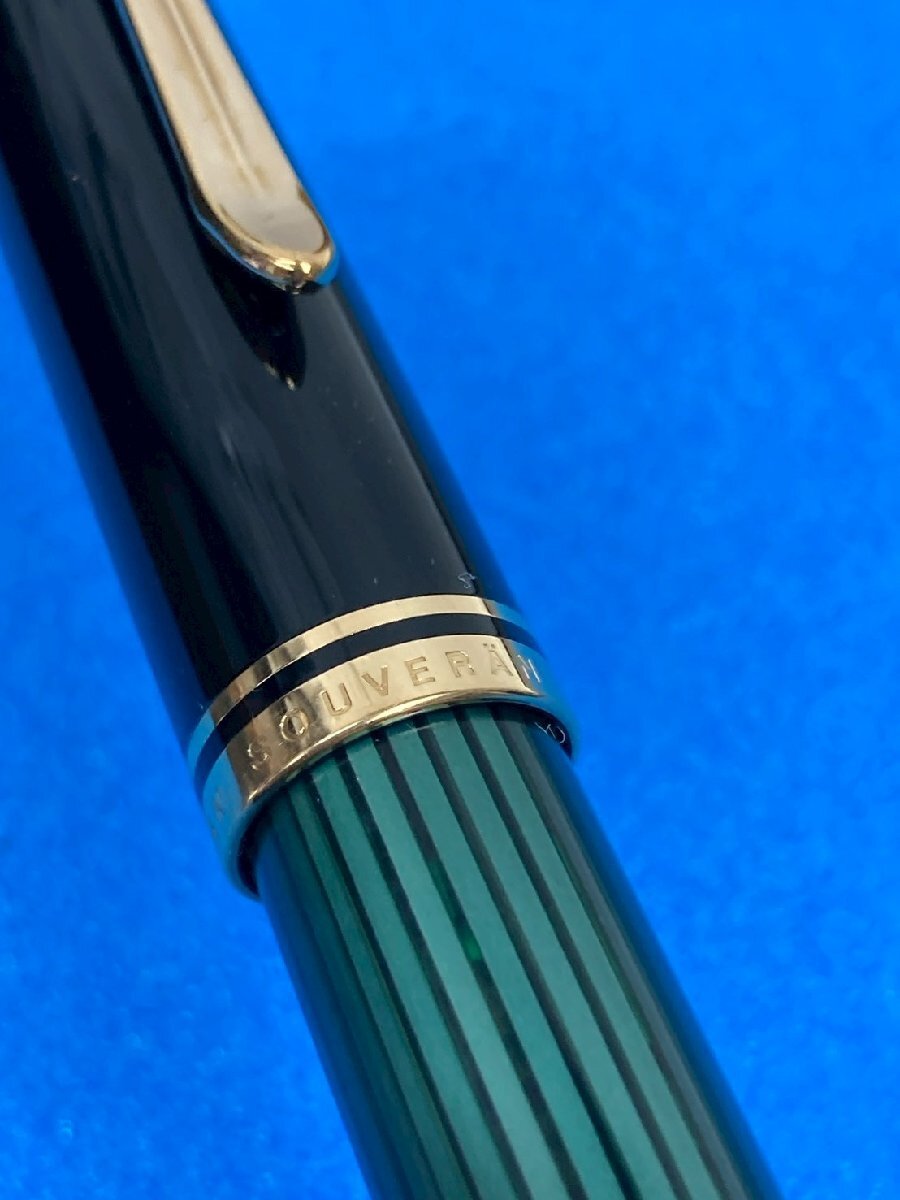 ◎PELIKAN ペリカン SOUVERAN スーベレーン GERMANY/ドイツ製 万年筆 グリーンストライプ ヴィンテージ 14C 刻印585 インクあり ③◎_画像6