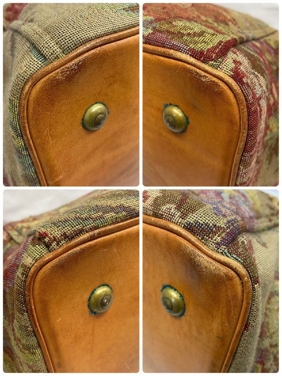 ◇◇ Ralph Lauren ポロ ラルフローレン 花柄タペストリー生地×レザー 大型 トートバッグ ボストンバッグ レザーハンドル イタリア製 ◇◇_画像5