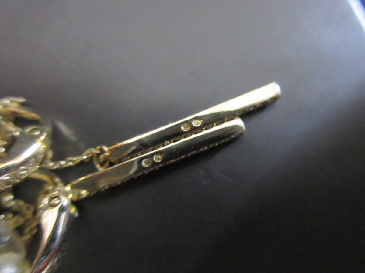*100円~【美品】SWAROVSKI スワロフスキー クリスタルガラス ゴールドカラー チェーン イヤリング*K-05_画像5