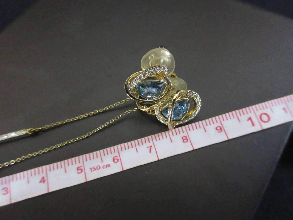 *100円~【美品】SWAROVSKI スワロフスキー クリスタルガラス ゴールドカラー チェーン イヤリング*K-05_画像6