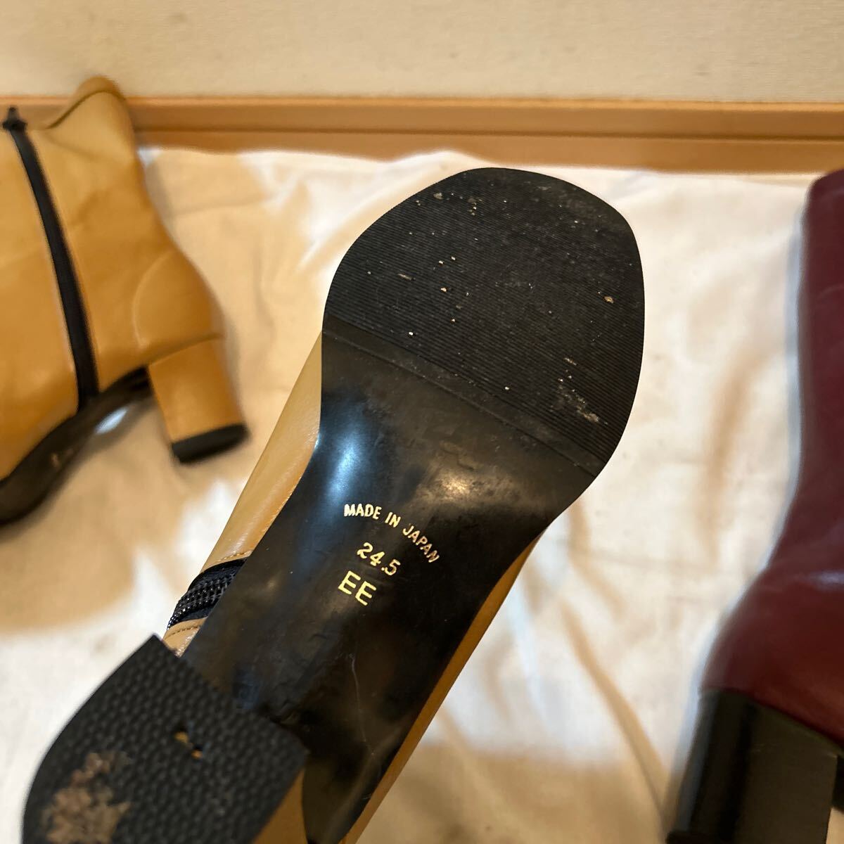 レトロブーツ 2足セット ロングブーツ/ショートブーツ 厚底 プラットフォーム 昭和レトロ ダンス衣装 コスプレ まとめ売り サイズ24.5cm_画像6