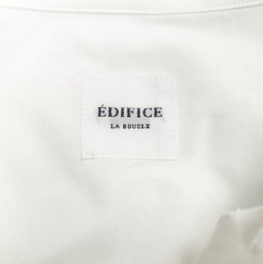 新品 EDIFICE エディフィス 日本製 LA BOUCLE LY/C フィブリルオープンカラーシャツ 46 WHITE ラブークル 長袖 スキッパー プルオーバー_画像4