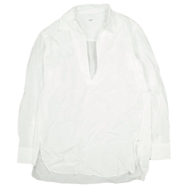 新品 EDIFICE エディフィス 日本製 LA BOUCLE LY/C フィブリルオープンカラーシャツ 46 WHITE ラブークル 長袖 スキッパー プルオーバー_画像1