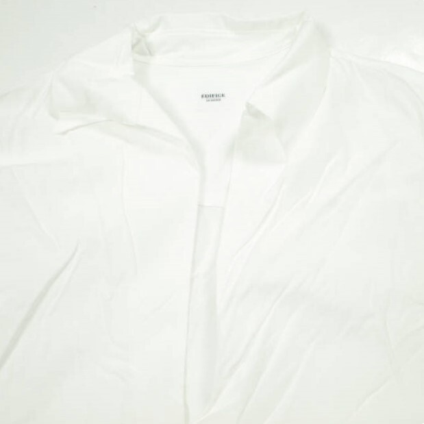 新品 EDIFICE エディフィス 日本製 LA BOUCLE LY/C フィブリルオープンカラーシャツ 46 WHITE ラブークル 長袖 スキッパー プルオーバー_画像5