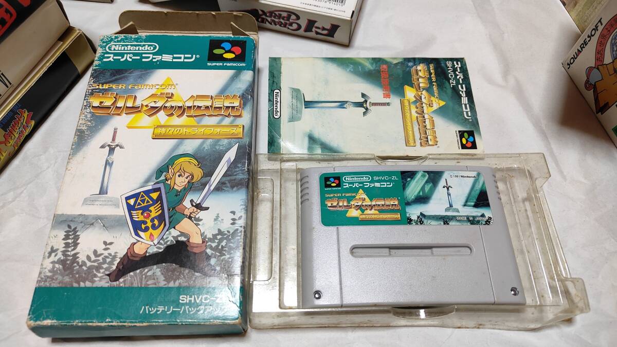 SFC ゼルダの伝説 神々のトライフォース スーパー三國志など 箱説付13本＋おまけ1本ジャンクセット スーパーファミコン_画像2