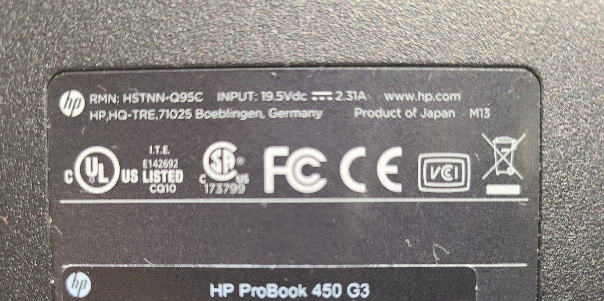 [ текущее состояние товар ] труба 2U102 hp ProBook 450 G3 CPU Celeron 3855U Bios пуск OK HDD нет,HDD крепление есть, память 2GB, аккумулятор есть 