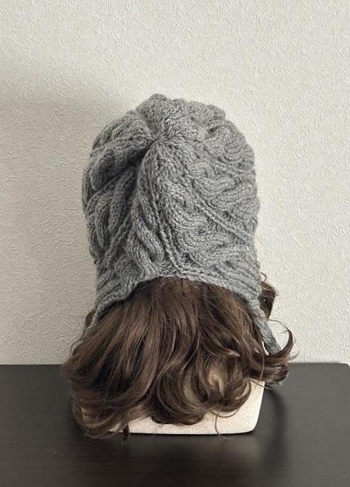 * year заслонка вязаная шапка .2WAY серый * ручная работа ручной вязки шляпа
