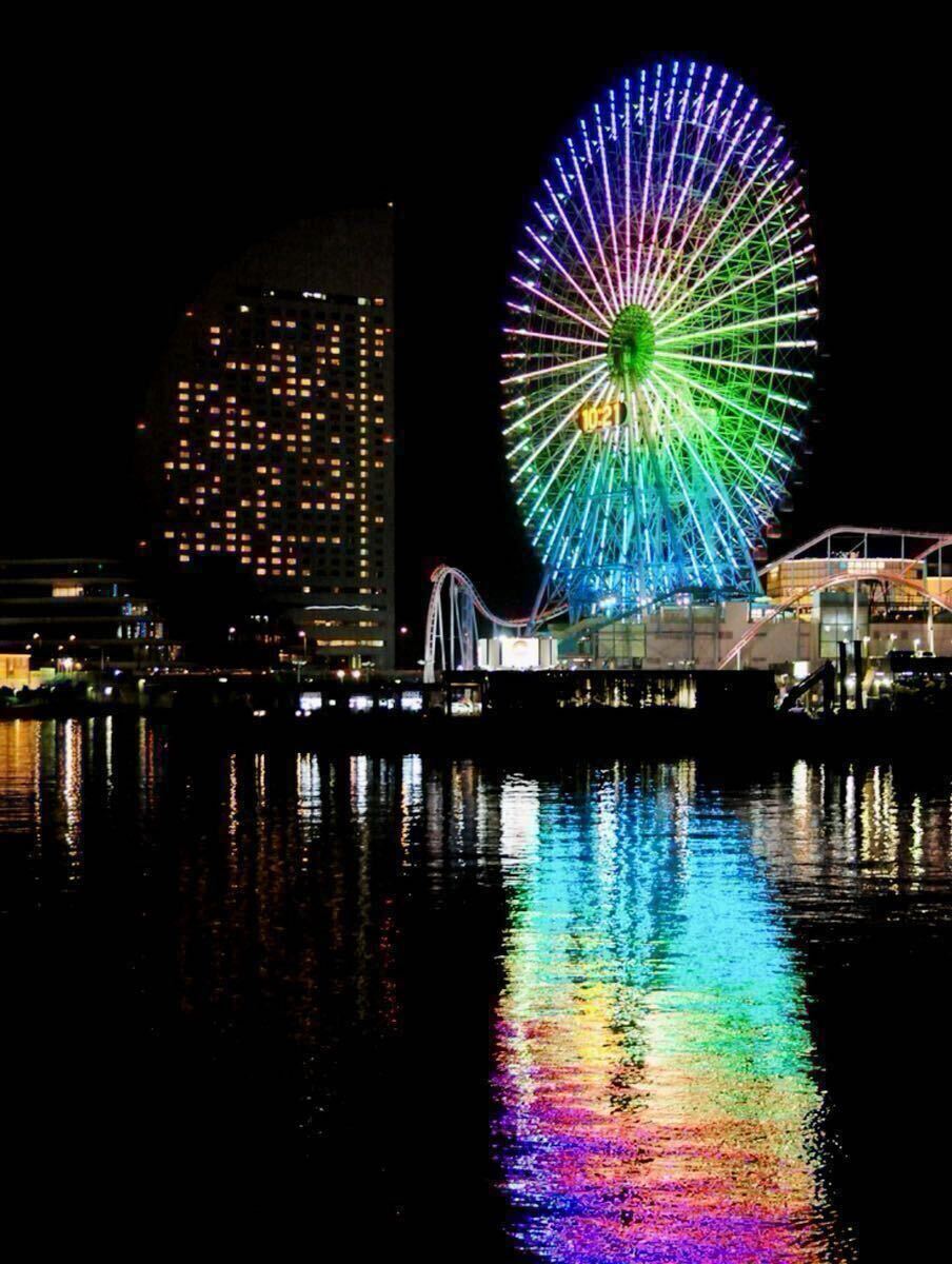 【即決 匿名 相互評価】スピード対応!!最短15分 フリー素材 フリー画像 水面に映る大観覧車 _画像1