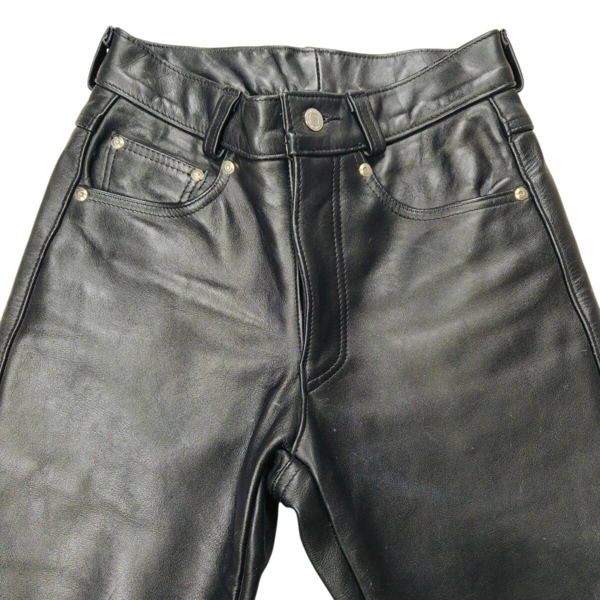 Schott ショット 本革 レザーパンツ 牛革 W28 メンズ S相当 ブラック IDEALジップ_画像3
