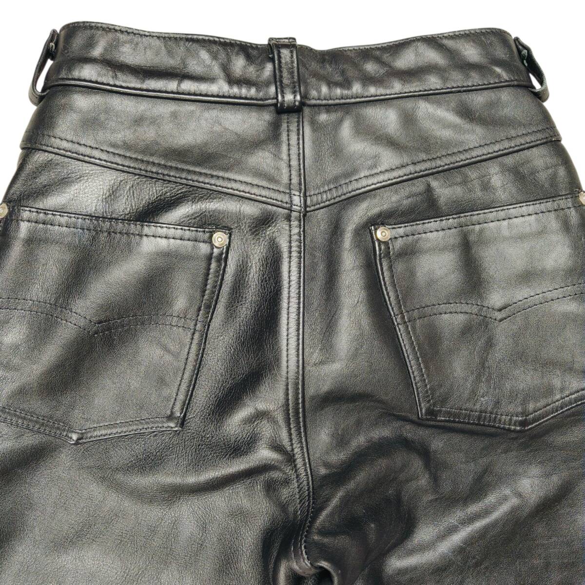 Schott ショット 本革 レザーパンツ 牛革 W28 メンズ S相当 ブラック IDEALジップ_画像4