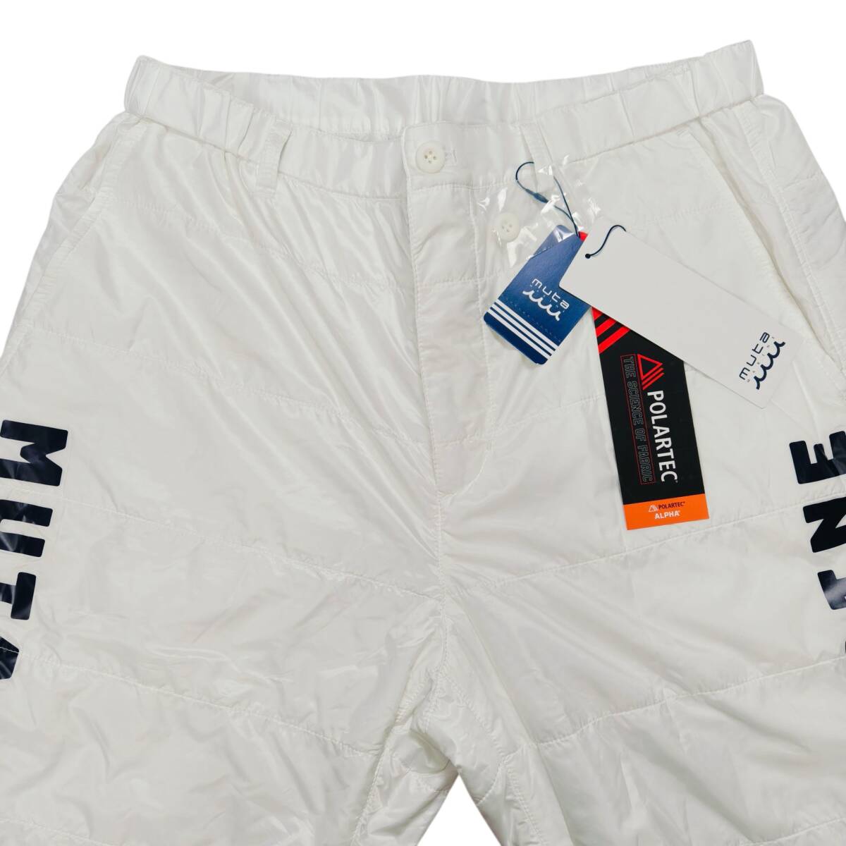 【未使用タグ付】MUTA MARINE ポーラテック パディングパンツ 5 (M相当) ホワイト POLARTEC 中綿 裾リブ 定価36,300円 メンズ マリン系_画像3