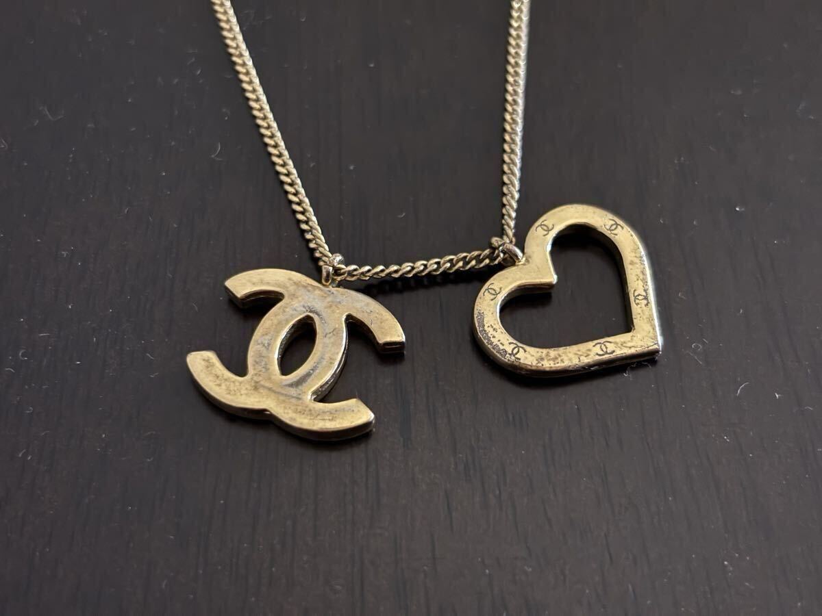 CHANEL シャネル ココマーク ハート ネックレス ヴィンテージ ゴールド_画像2