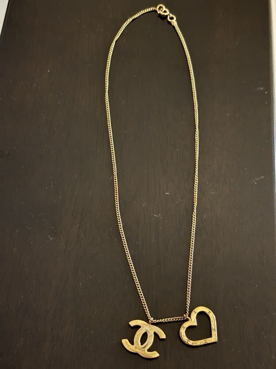 CHANEL シャネル ココマーク ハート ネックレス ヴィンテージ ゴールド_画像3