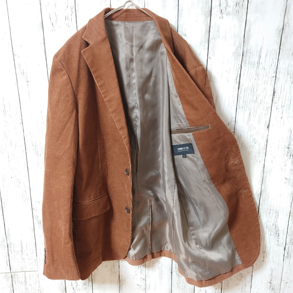 コムサイズム コーデュロイ テーラードジャケット ブラウン Lサイズ ファイブフォックス メンズ シングル 2ボタン センターベント _画像4