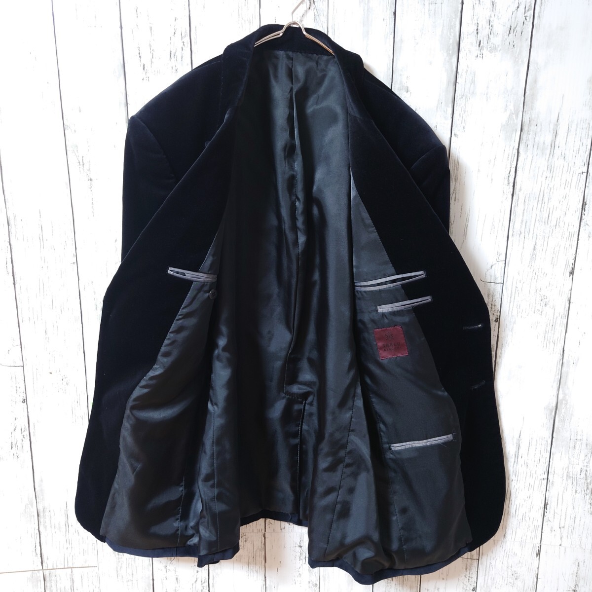 タケオキクチ テーラードジャケット ベロア ブラック 黒 シングル 2ボタン 3 Lサイズ メンズ スーツ JKT 総裏 センターベント_画像3