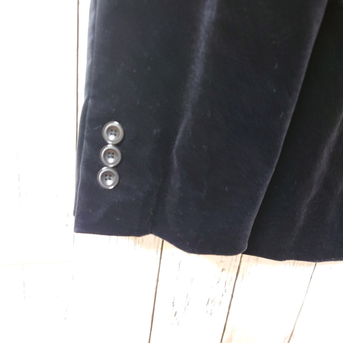 タケオキクチ テーラードジャケット ベロア ブラック 黒 シングル 2ボタン 3 Lサイズ メンズ スーツ JKT 総裏 センターベント_画像6