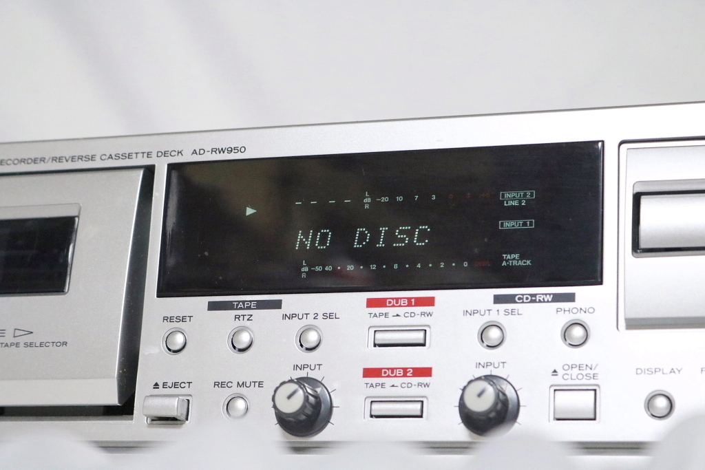 完全動作【ティアック CDーRレコーダー/カセットデッキ AD-RW950-S＋ヘッドイレーサー】純正取説　リモコン２個、コード等完備_画像7