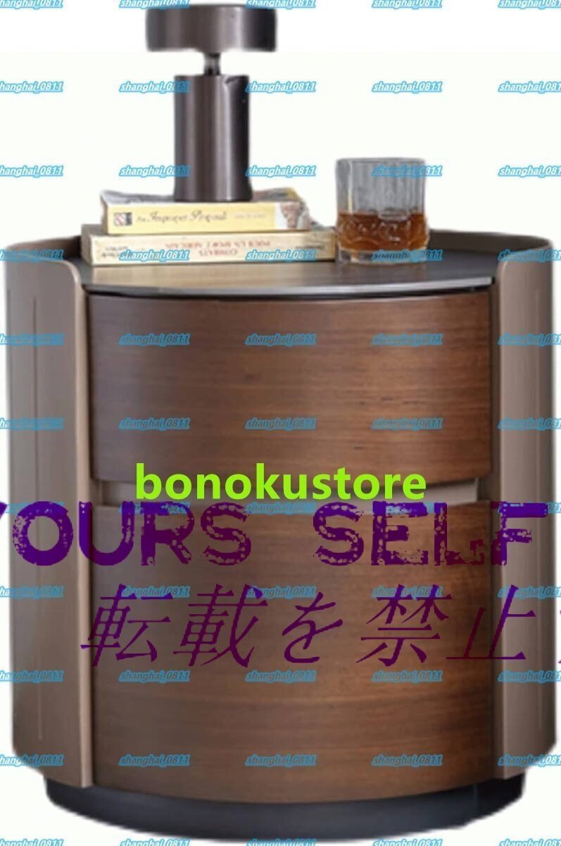 ナイトスタンド、高級ベッドサイドテーブル、ベッドルーム収納収納ラウンドベッドサイドテーブル、引き出しホームベッドサイドテーブル