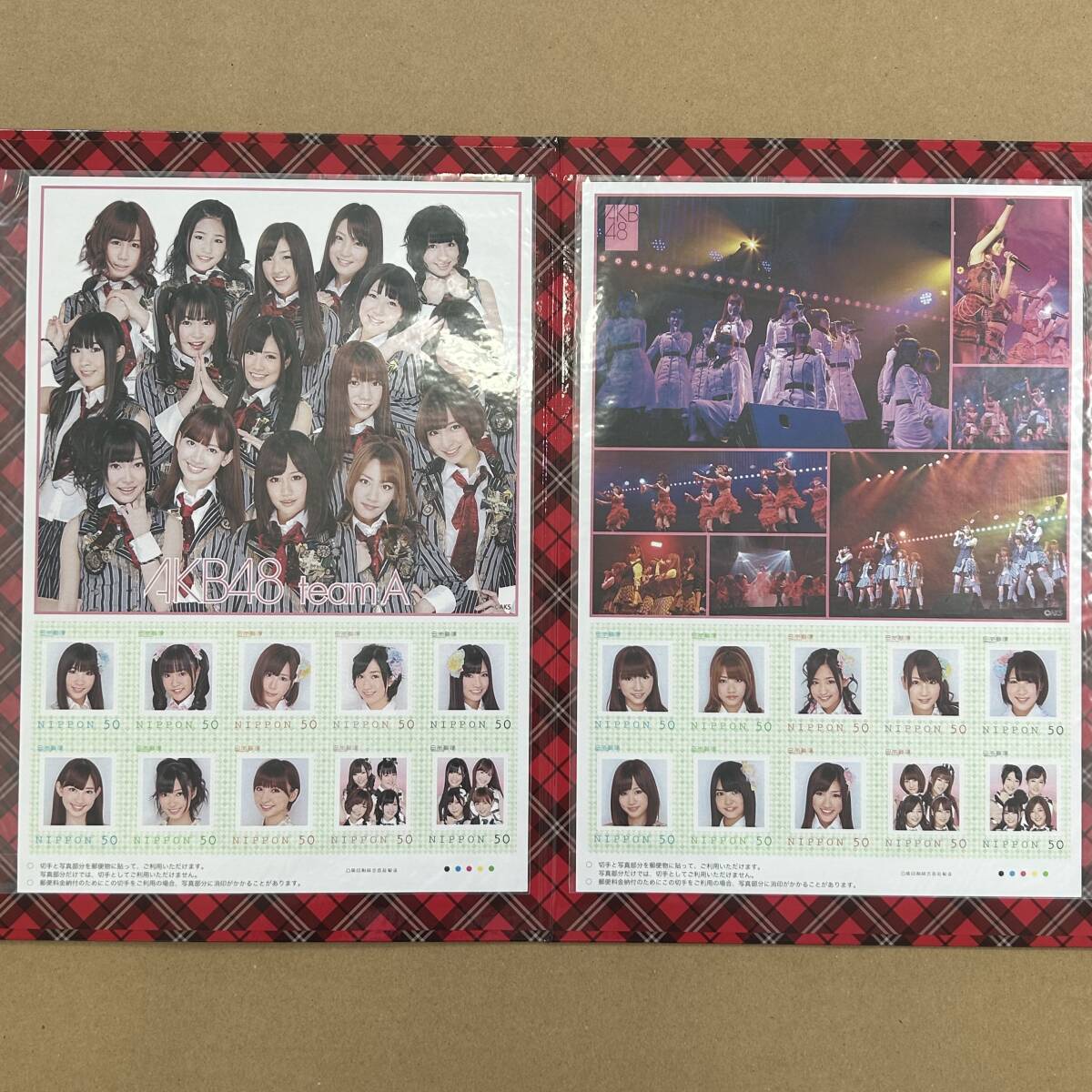 #8052　☆AKB48☆ チームA 　切手シート　50円×10枚×2種 ハードケース レターセット 通帳ケース ポストカード付き_画像2