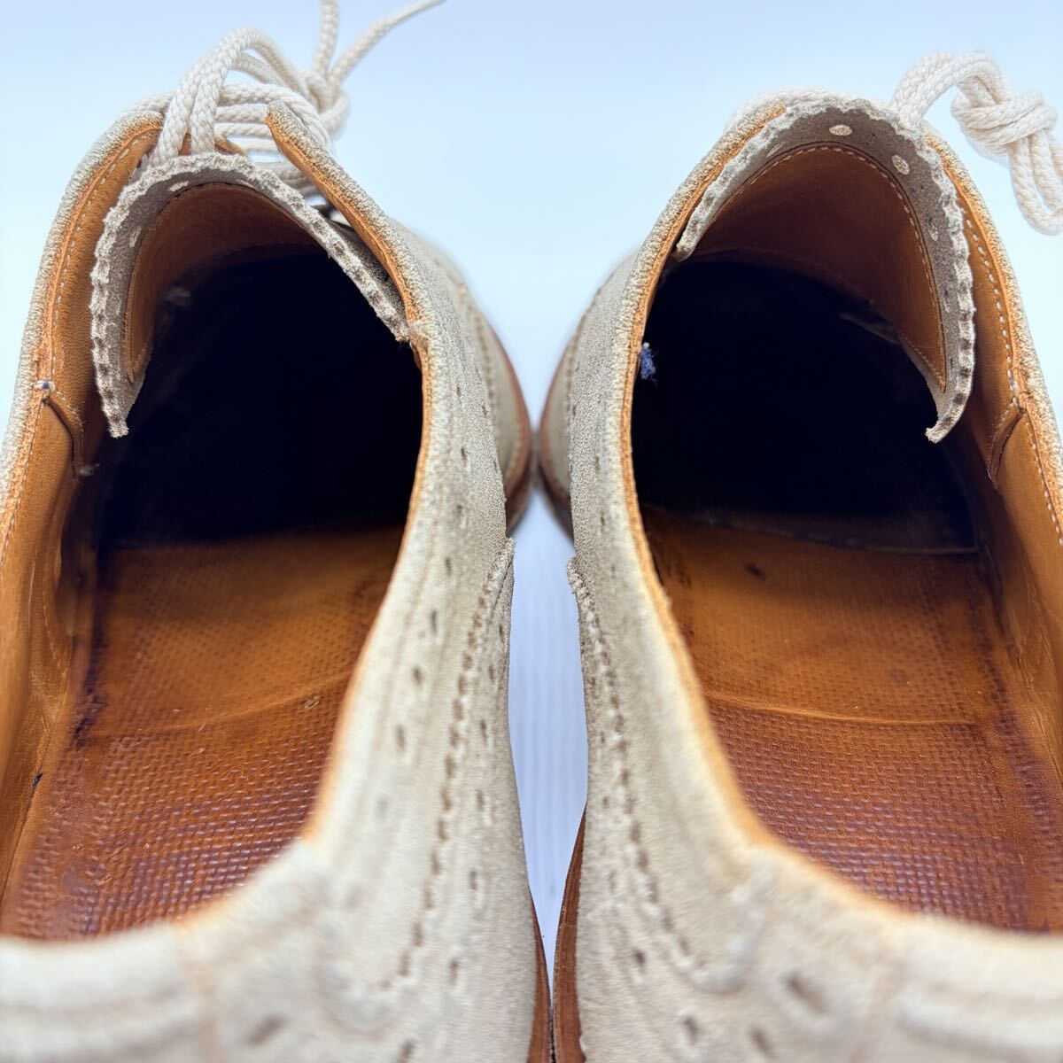 Tricker’s トリッカーズ BOURTON バートン ウィングチップ UK7.5 26cm ベージュ スエード 外羽根 ビジネスシューズ ドレスシューズ 革靴_画像5