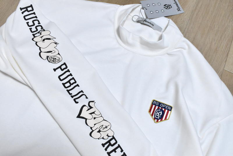 ラッセルノ ゴルフ スローアップ ロゴ LF モックネック ホワイト XL 6 新品 ラッセルノ ゴルフ スローアップ ロゴ LF モックネック 6