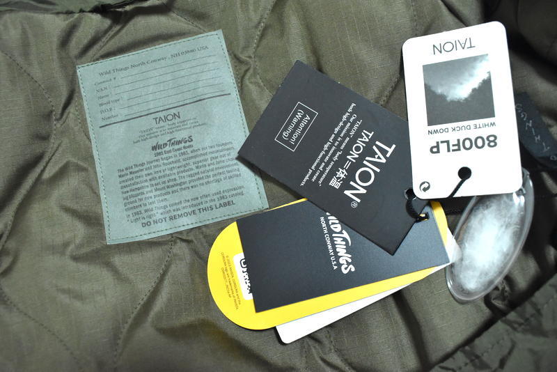 【送料無料】新品 WILDTHINGS × TAION 別注 モンスターパーカー L カーキ ワイルドシングス タイオン ダウン _画像7