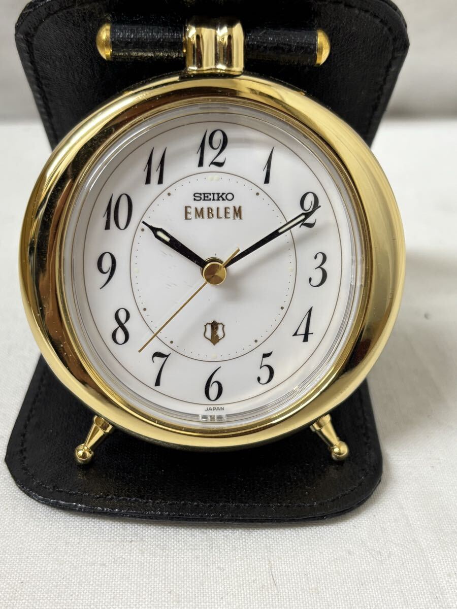 【D175】SEIKO セイコー エンブレム トラベル時計 置時計 EMBLEM_画像1