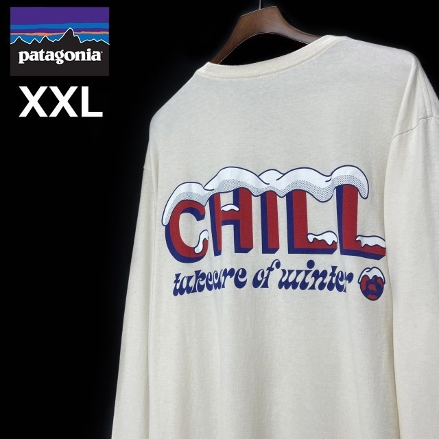 売切り【正規新品】patagonia パタゴニア L/S CHILL RESPONSIBILI-TEE Tシャツ ロンT US購入 バックプリント(XXL)アイボリー190124-4366-B_画像2