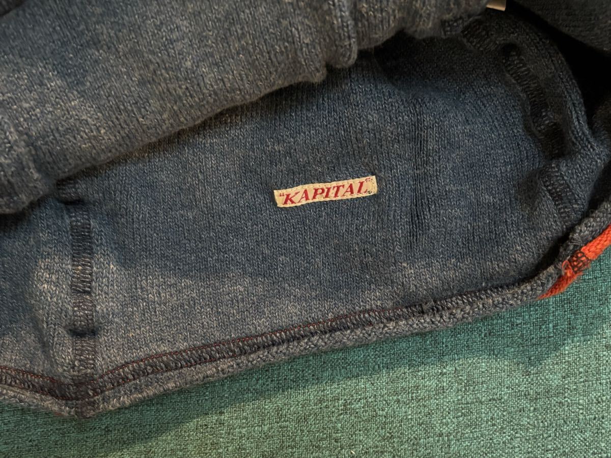 中古☆kapital キャピタル ロング マルチロール ネックウォーマー ネイビー 幾何学模様 フリーサイズ クバ アフリカン 民族模様_画像5